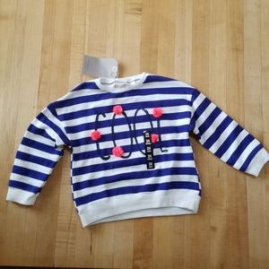 Zara Girl Nautical Blue Striped COOL sweatshirt.